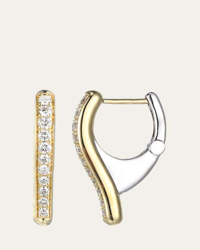 14K Two-Tone Gold Small Tube Drip Diamond Earrings